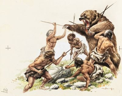 Primitivi - matita, china e acquerello su cartoncino