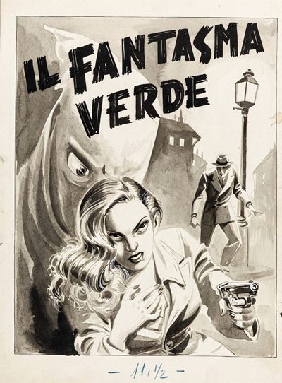 Il fantasma verde, matita, china e acquerello su cartoncino