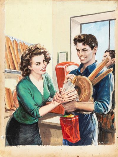 La fornarina, matita, tempera e acquerello su cartoncino, 1954