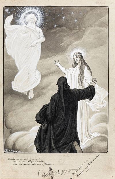 Illustrazione per 'La Divina Commedia - Paradiso', 1908, matita, china, acquerello e biacca su ca...