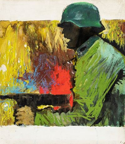 La ferocia della guerra, tempera su cartone