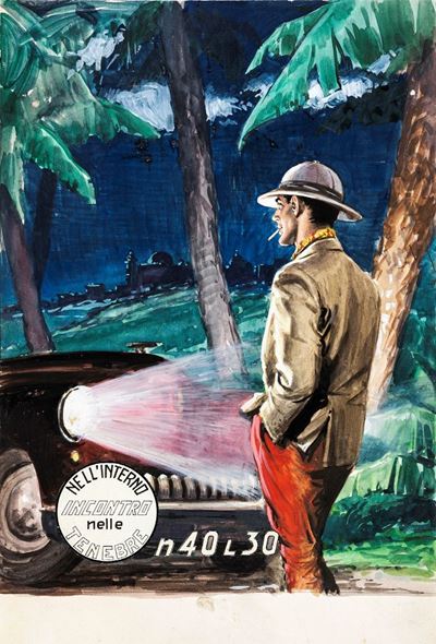 Intrepido - Incontro nelle tenebre, matita, tempera e acquerello su cartoncino, 1953