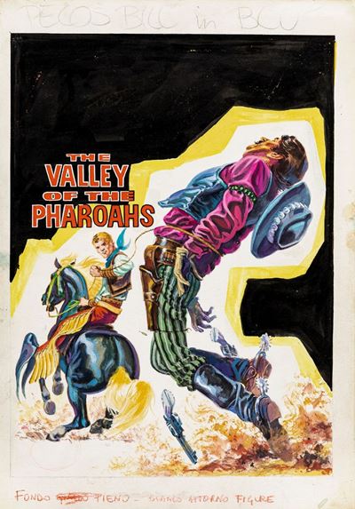 Pecos Bill - La valle del Faraone, tempera su cartone