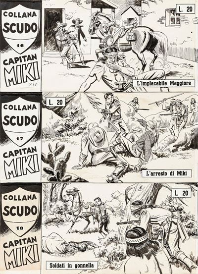 Capitan Miki: Copertine Originali per episodi 16, 17 e 18, mattita e china su cartoncino