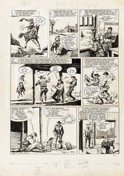 Billy the Kid - Tavola originale, matita e china su cartoncino, 39,5 x 56,5 cm, 1959