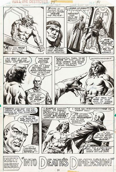 Kull the Destroyer - A Lizard’s Throne, matita e china su cartoncino Marvel