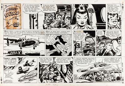 Johnny Hazard - Flying Legion, matita e china su cartoncino