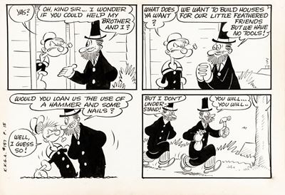 Popeye - House Boat, matita e china su cartoncino
