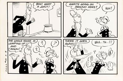 Popeye - House Boat, matita e china su cartoncino