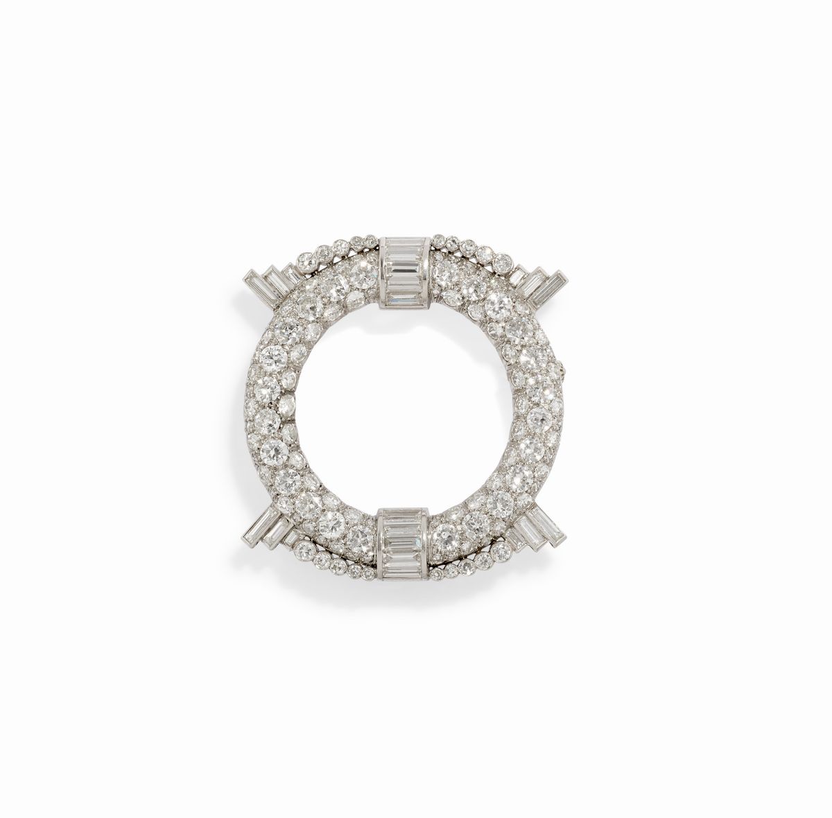 Illario - Gioiello scomponibile in platino, oro bianco 18K e diamanti, circa 1940