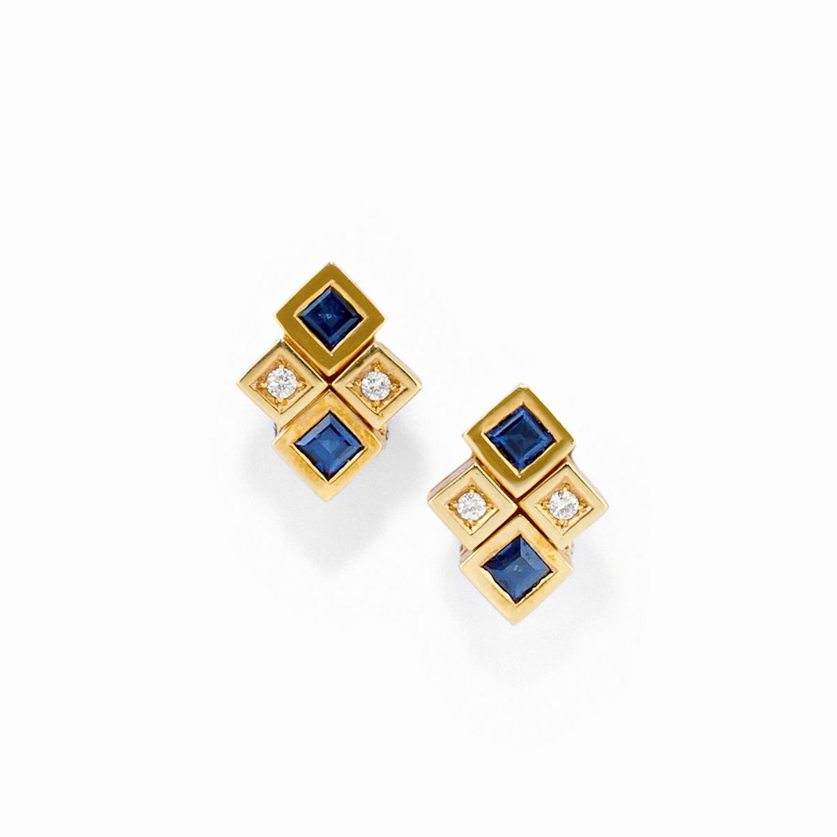 Demi-parure in oro giallo 18k con zaffiri e diamanti