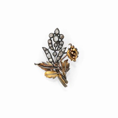 Spilla in oro, argento e diamanti, inizio XX secolo