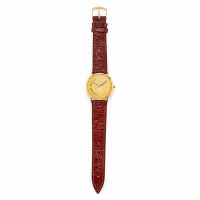 Orologio da uomo, oro giallo 18K con quadrante raffigurante testa di Mussolini