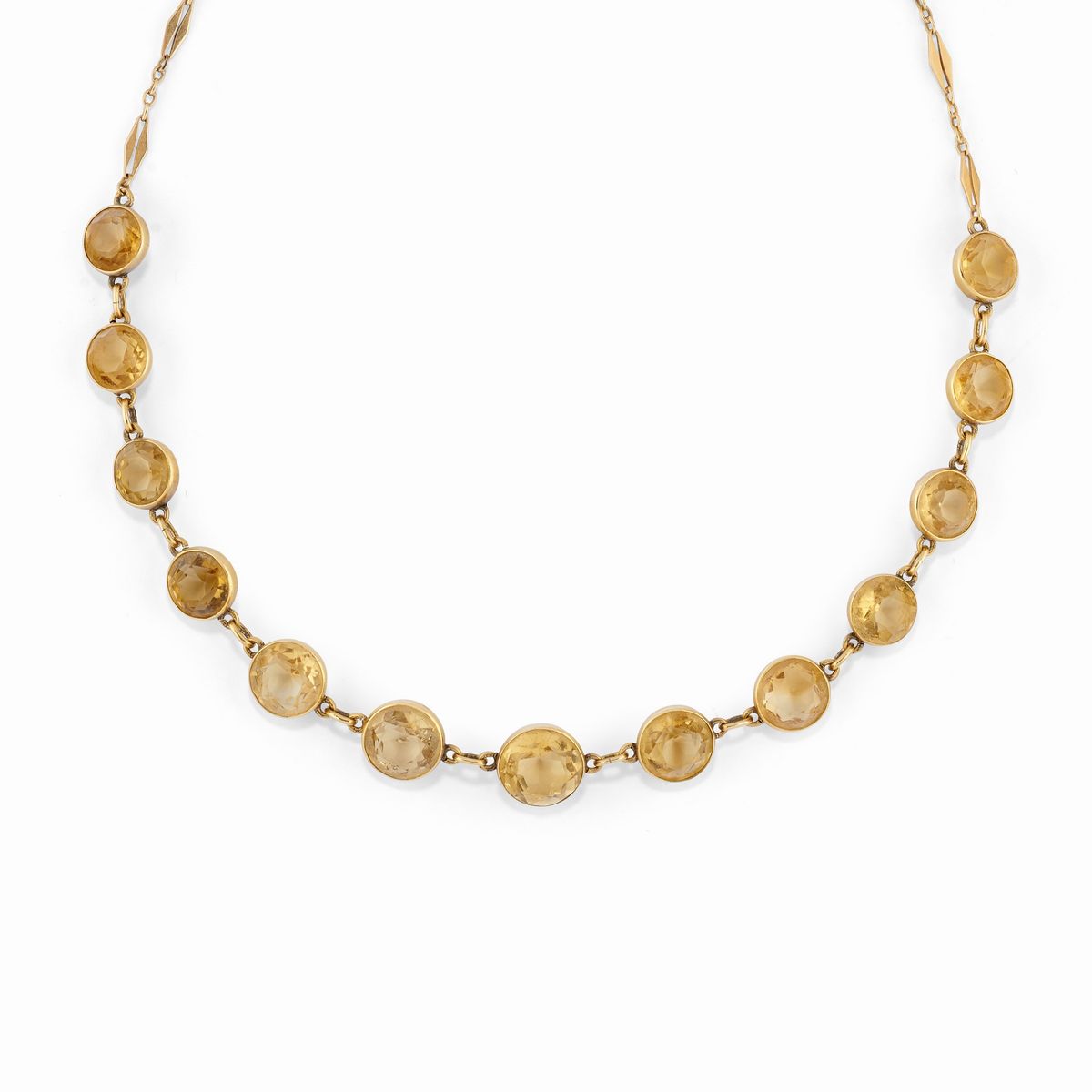 Collana e anello in oro giallo 18K con quarzi