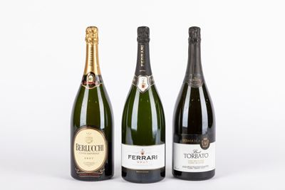 Selezione di Spumanti Magnum: Ferrari Brut Trento DOC, Berlucchi Cuvee Imperiale, Sella e Mosca B...