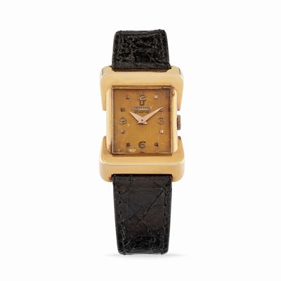 Cassa di forma, oro rosa 18k, quadrante guilloché, movimento a carica manuale
