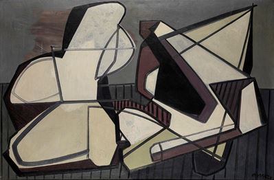 Oggetto e figura, olio su tela, 1948