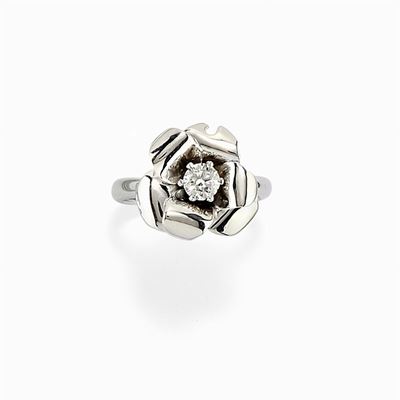 Anello in Oro Bianco 18k e Diamante