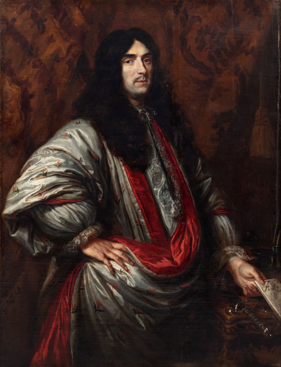 Scuola Olandese, Seconda Metà del Secolo XVII - Ritratto di Nobiluomo a Tre Quarti di Figura, con...