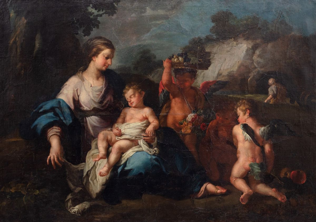 Scuola Romana, Seconda Metà del Secolo XVII - Riposo Durante la Fuga in Egitto