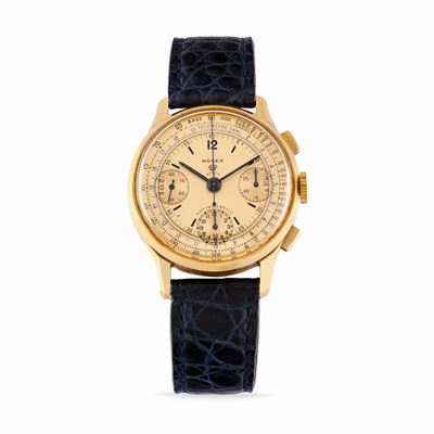 Cronografo Rolex referenza 3802 personalizzato per Verga, oro 18k, anni '40