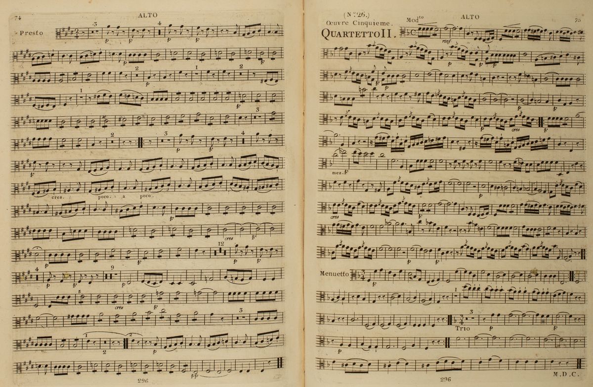 Collection Complette Des Quatuors D'haydn. Dedièe Au Premier Consul Bonaparte