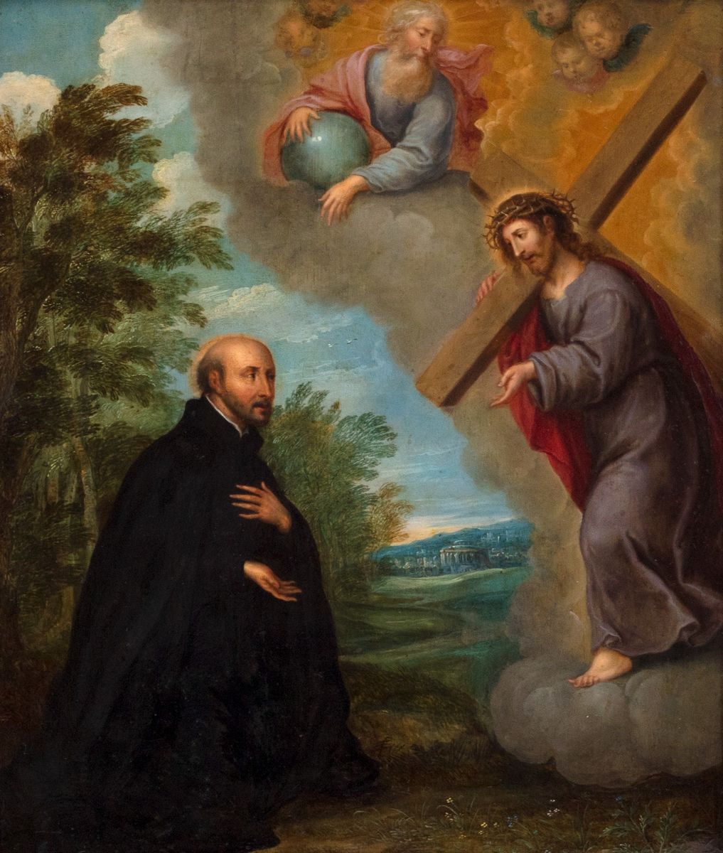 Scuola Fiamminga, Inizi Secolo XVII - Visione di Sant'ignazio di Loyola a la Storta, Presso Roma
