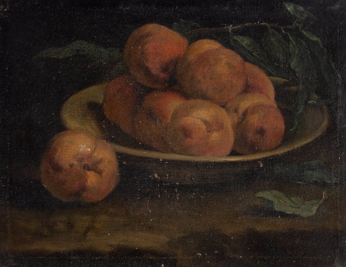 Scuola Lombarda, Secolo XVII - Pesche in un Piatto; e Mele in un Piatto (en Pendant)