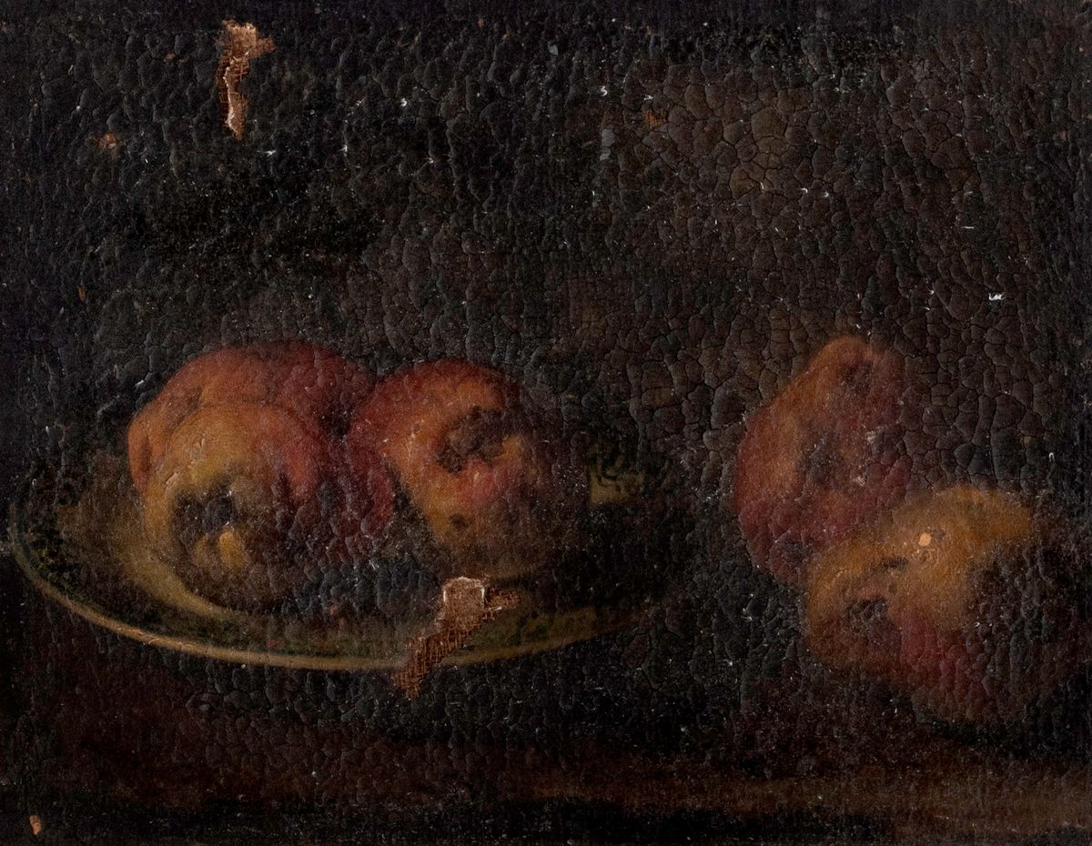 Scuola Lombarda, Secolo XVII - Pesche in un Piatto; e Mele in un Piatto (en Pendant)