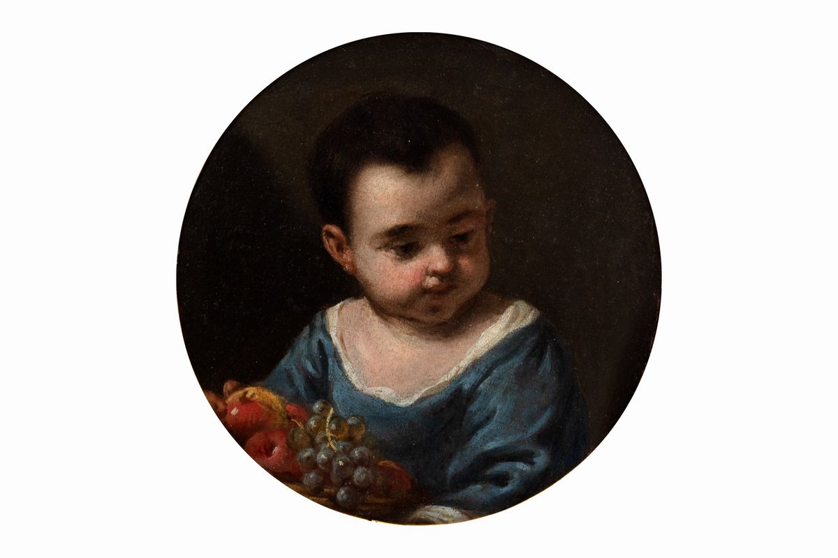 Antonio Mercurio Amorosi - Ritratto di Bambina con Cesta di Frutta