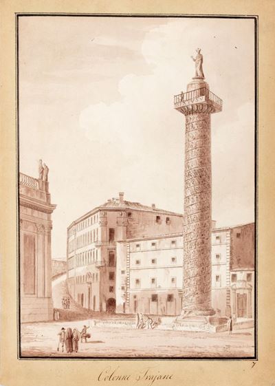 Veduta della Colonna Traiana a Roma
