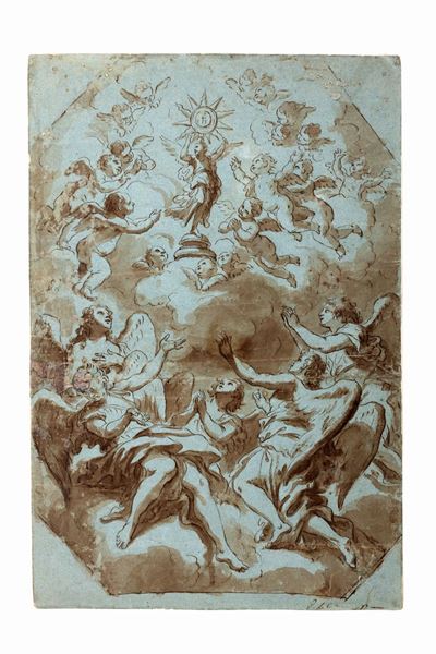Studio per Affresco con Adorazione del Nome di Gesù