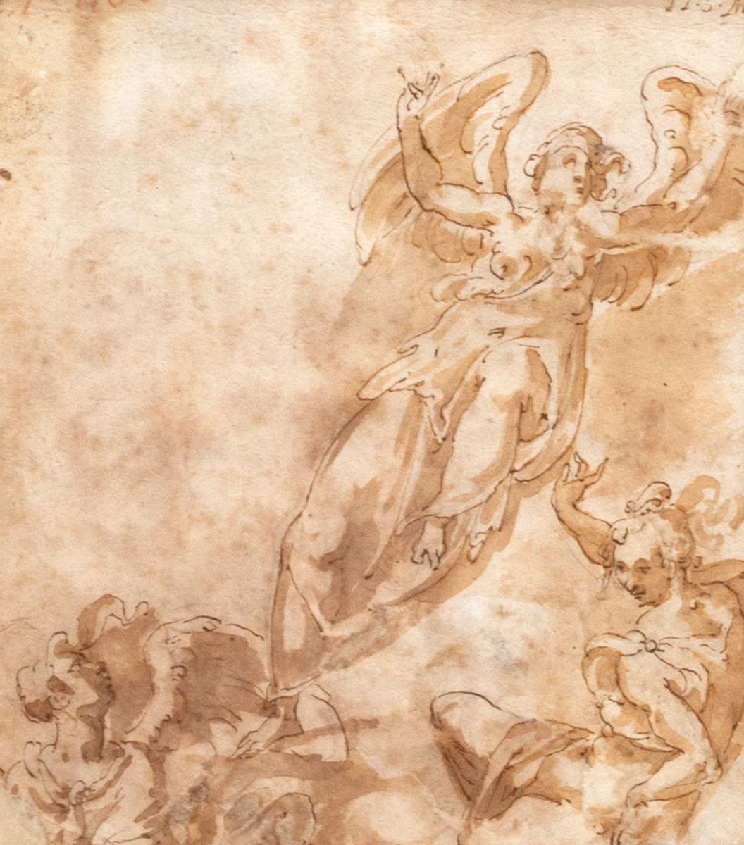 Scuola Emiliana, Fine Secolo XVI - Inizi Secolo XVII - Sacra Famiglia con San Giovannino e Angeli...