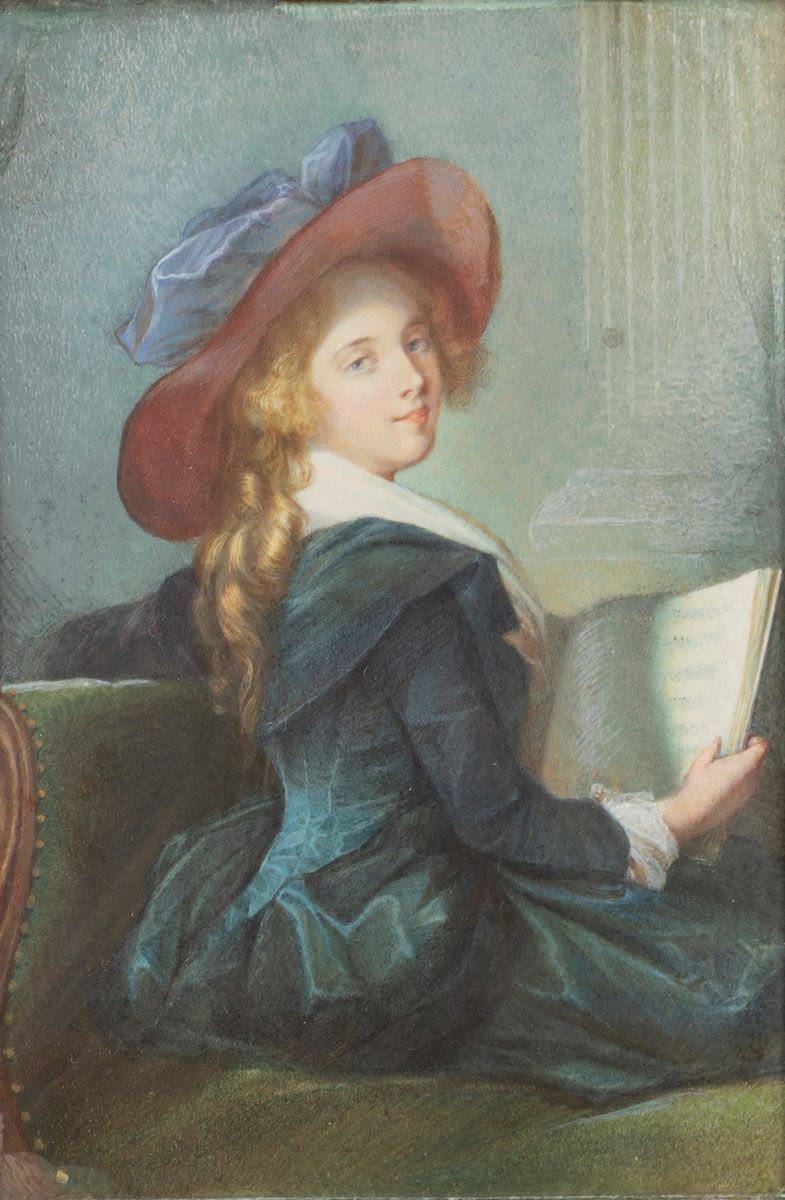 Scuola Francese, Secolo XIX - Ritratto di Dama Seduta con Libro