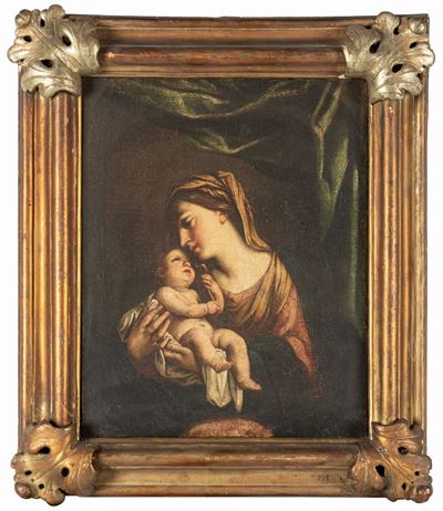Madonna con Bambino e Drappo Verde sullo Sfondo