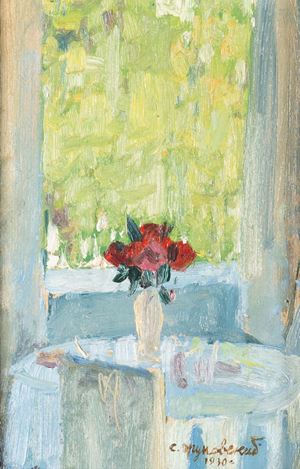 Zhukovsky Stanislav Yulianovich - Interior with vase of flowers