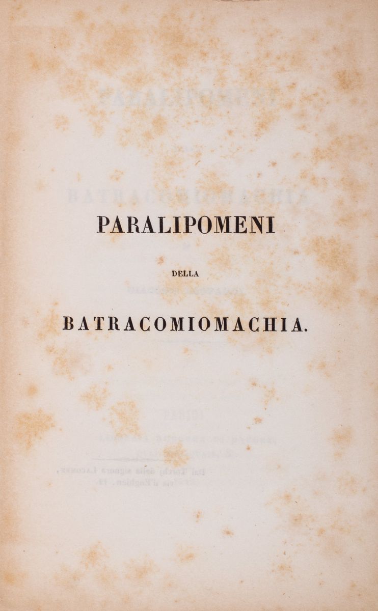 Giacomo Leopardi - I Paralipomeni della Batracomiomachia