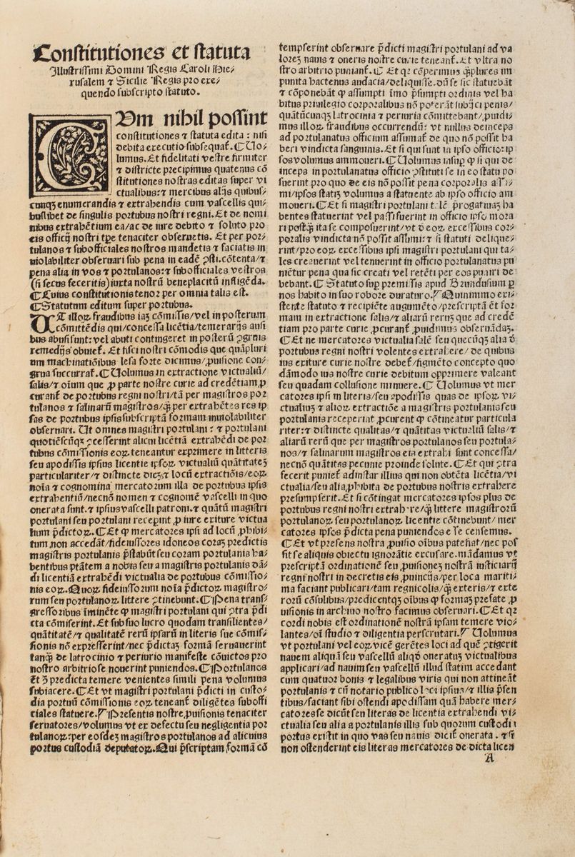 Constitutiones Et Statuta Illustrissimi Domini Regis Caroli Hierusalem [et] Sicilie Regis