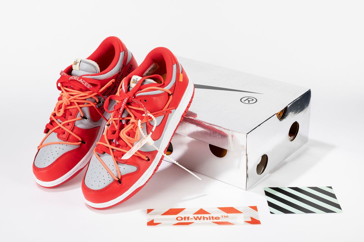 NIKE - Dunk Low Off-White University Red / Size US 11 EUR 45 2019