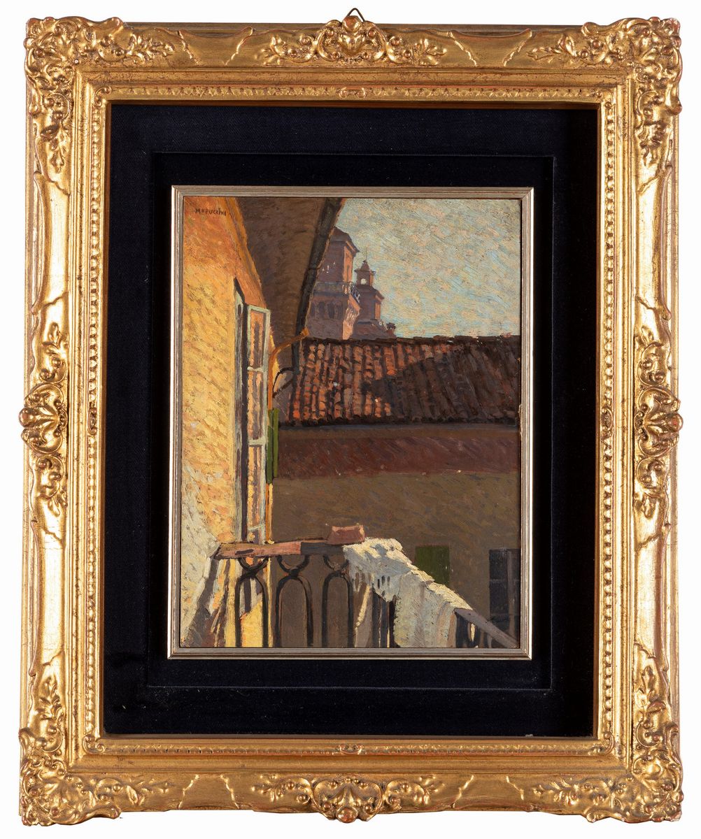 Attribuito a Mario Puccini (livorno 1869 - Firenze 1920) - Il Castello Estense di Ferrara dal Ter...