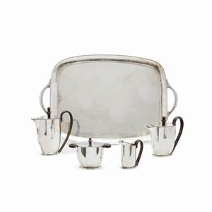 Miracoli - A silver coffee-tea set with tray, Miracoli, 20th Century