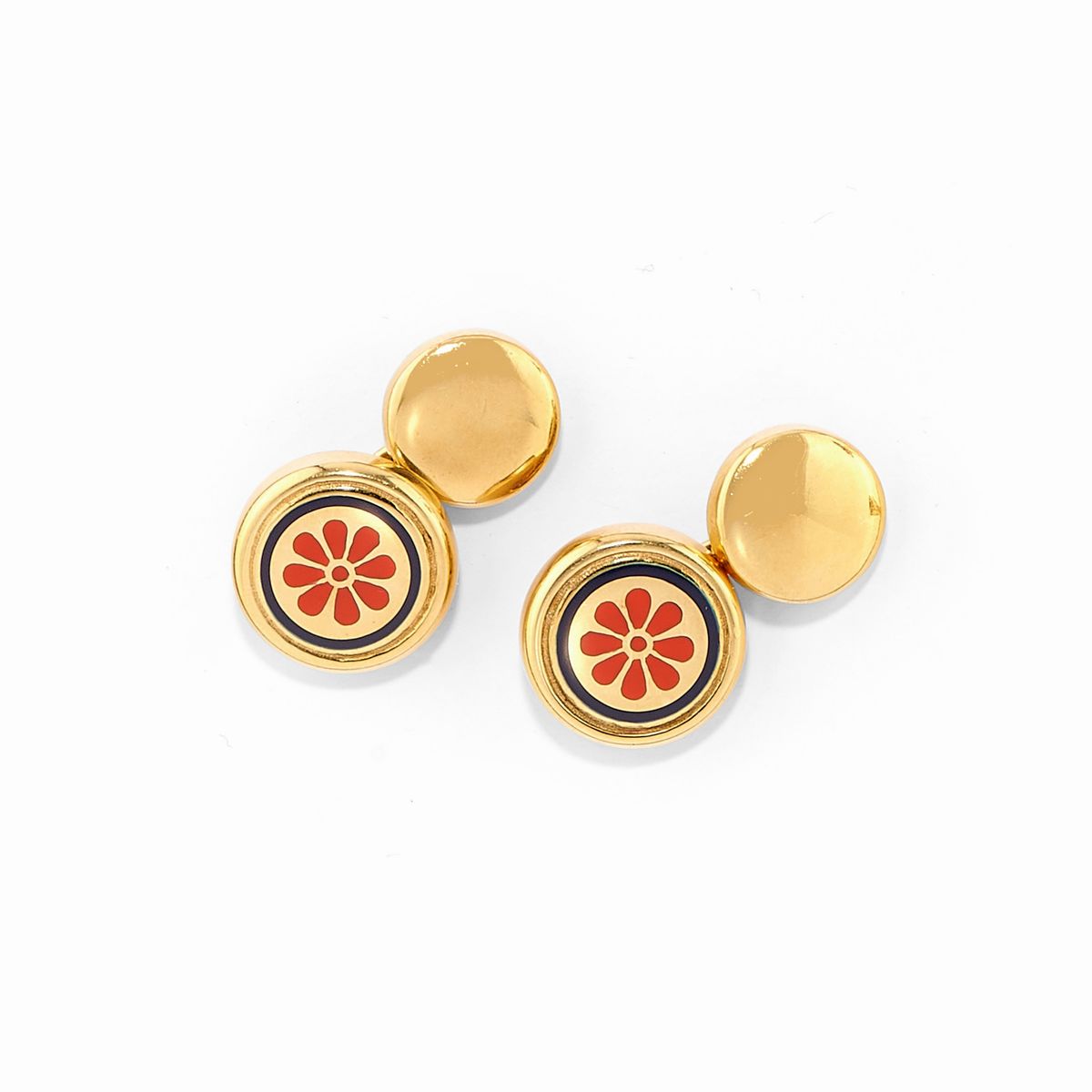 Due Coppie di Polsini in Oro Giallo 18k e Smalto