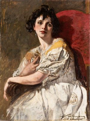 De Gregorio Francesco - Portrait of young woman with white dress