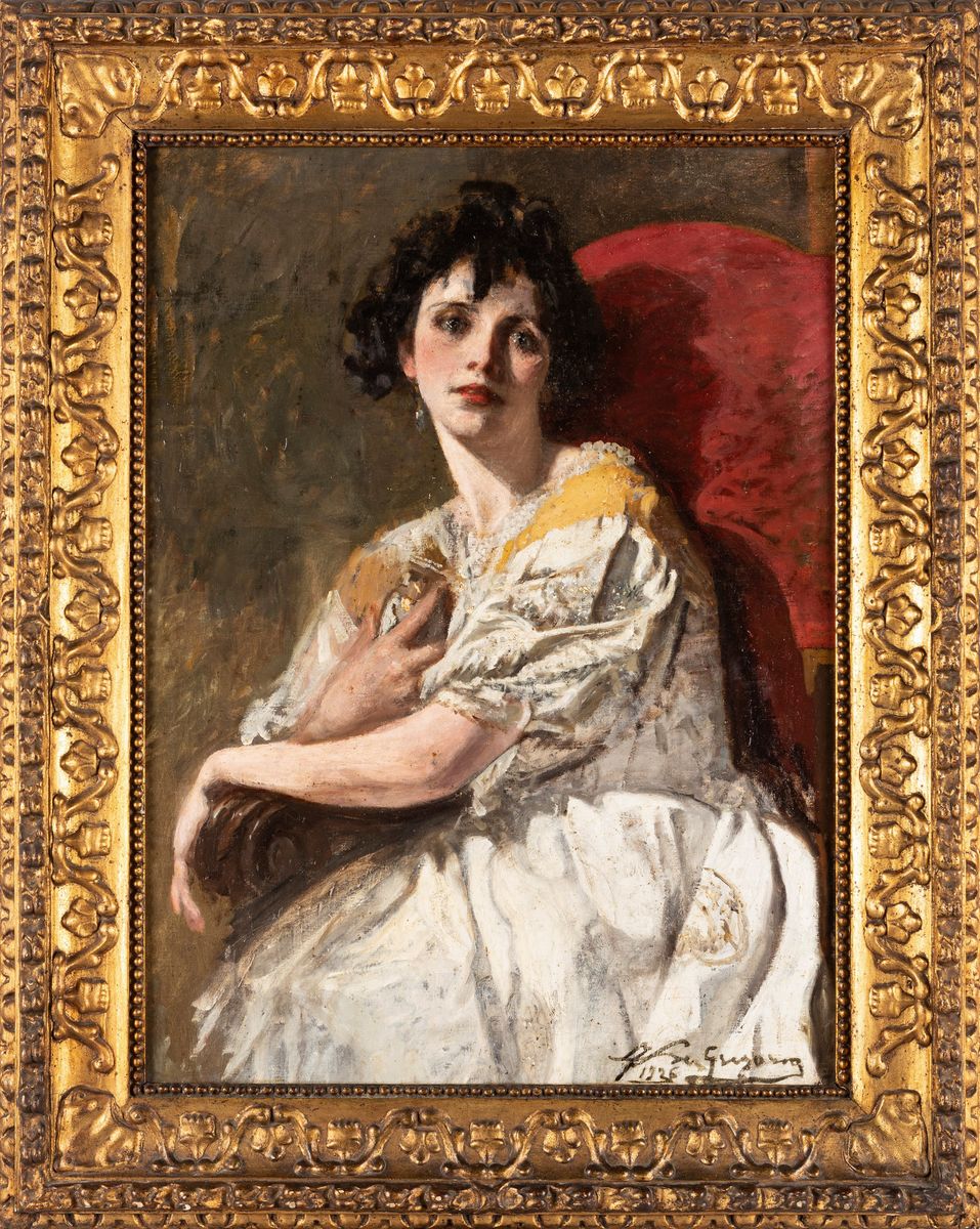 Francesco De Gregorio - Ritratto di Giovane Donna con Abito Bianco