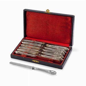Dodici coltelli in argento, francia, dopo 1838