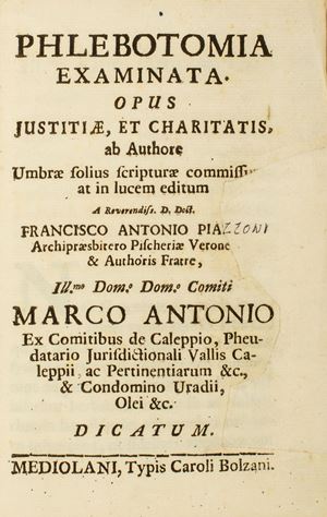 Medicina - Piazzoni, Egidio - Phlebotomia examinata