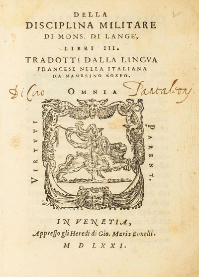 Della Disciplina Militare di Mons. di Langè, Libri III. Tradotti dalla Lingua Francese nella Ital...