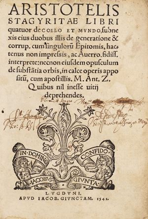 Aristotele - Aristotelis Stagyritae Libri quatuor de coelo et mundo [...]