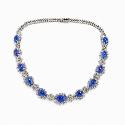 Importante Demi-parure in Oro Bianco 18k, Tanzaniti e Diamanti