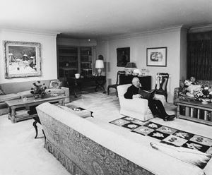 Alfred Hitchcock relaxing at home, Rome